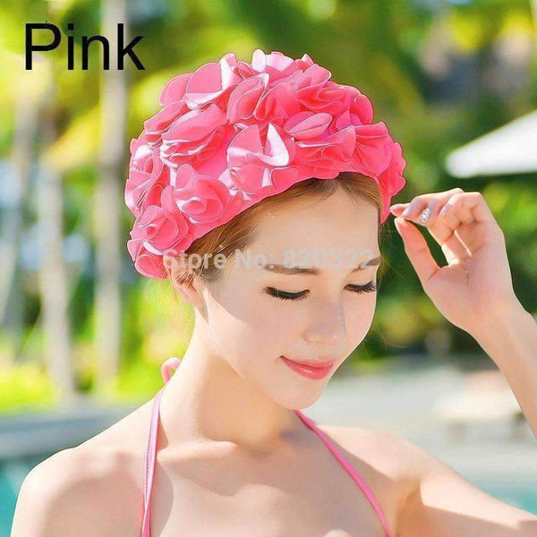 Planet Gates Watermelon red / One Size Design 36 Lily Flowers Women Swimming Cap Coloful Sports Swim Pool Beautiful Hat Free Size Women Elastictry Cap