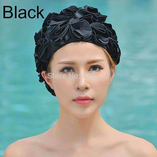 Planet Gates Watermelon red / One Size Design 36 Lily Flowers Women Swimming Cap Coloful Sports Swim Pool Beautiful Hat Free Size Women Elastictry Cap