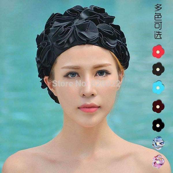 Planet Gates Watermelon red / One Size Design 36 Lily Flowers Women Swimming Cap Coloful Sports Swim Pool Beautiful Hat Free Size Women Elastictry Cap