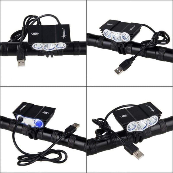 Planet Gates Waterproof  3XT6 LED Bicycle Light 10000LM Front Bike Head Light Night Cycling Lamp 5V USB Headlamp Only Lamp No Battery