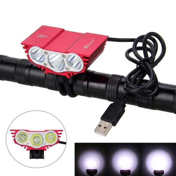 Planet Gates Waterproof  3XT6 LED Bicycle Light 10000LM Front Bike Head Light Night Cycling Lamp 5V USB Headlamp Only Lamp No Battery