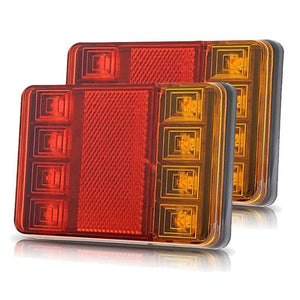 Planet Gates Waterproof 8 LED Car Tail Light Rear Lamps Pair Boat Trailer 12V Rear Parts for Trailer Truck Car Lighting Waterproof IP65