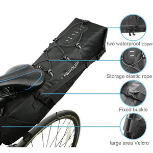 Planet Gates Waterproof Bicycle Saddle Bag Large Bike Tail Seat Bags TPU + Polyester Cycling Rear Panniers Bike Accessories 12L