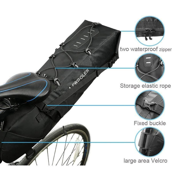 Planet Gates Waterproof Bicycle Saddle Bag Large Bike Tail Seat Bags TPU + Polyester Cycling Rear Panniers Bike Accessories 12L