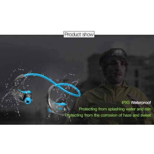 Planet Gates Waterproof Sport Wireless Earphones Bluetooth Earphone Headphone Stereo Audio Headset with Handsfree Mic for Running