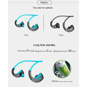 Planet Gates Waterproof Sport Wireless Earphones Bluetooth Earphone Headphone Stereo Audio Headset with Handsfree Mic for Running