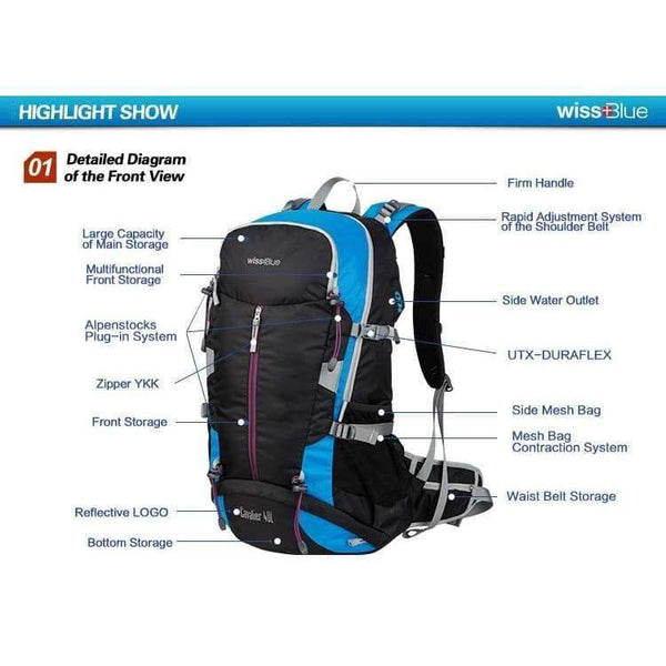 Planet Gates Waterproof Travel Hiking Backpack 40L Sports Bag Mountaineering Rucksack Shoulders Bag Climbing Backpack Outdoor Travel