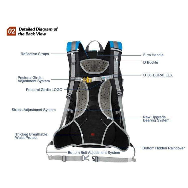 Planet Gates Waterproof Travel Hiking Backpack 40L Sports Bag Mountaineering Rucksack Shoulders Bag Climbing Backpack Outdoor Travel