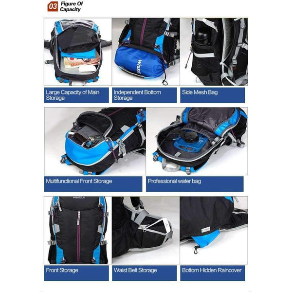 Planet Gates Waterproof Travel Hiking Backpack 40L Sports Bag Mountaineering Rucksack Shoulders Bag Climbing Backpack Outdoor Travel