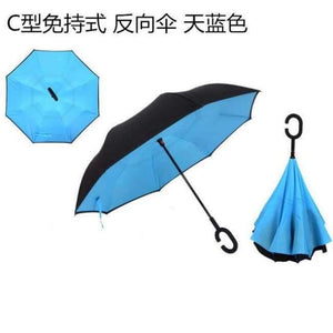 Planet Gates wathet blue Reverse Folding Double Layer Inverted Umbrella Self Stand rain/sun women/men high quality 2017 Child dropshipping