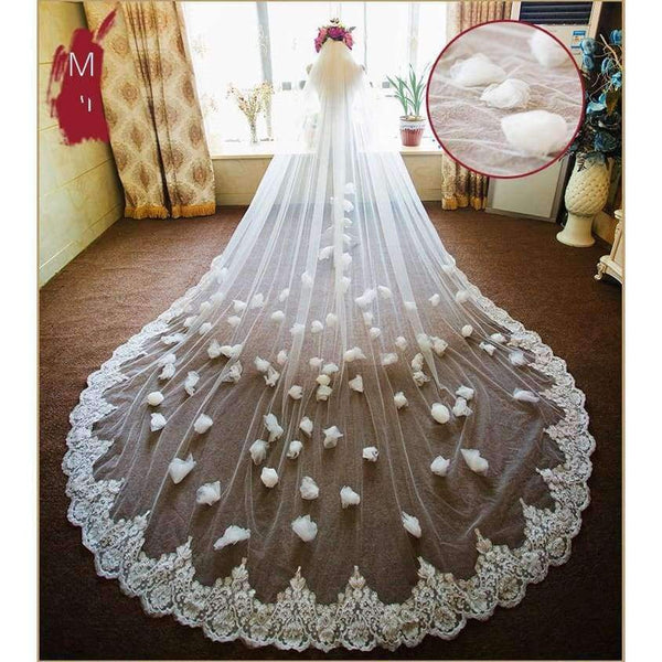 Planet Gates Wedding Accessories velos de novia Bridal Veil Long Appliques Lace Wedding Veil veu de noiva curto