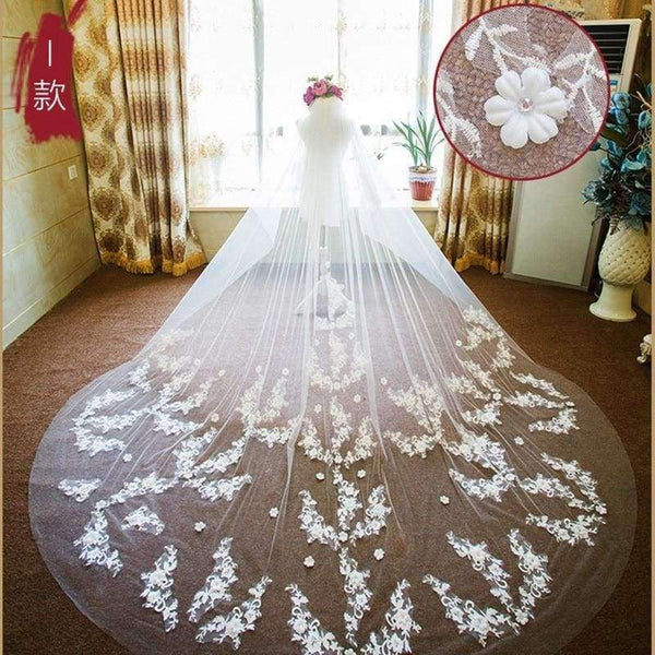 Wedding Accessories velos de novia Bridal Veil Long Appliques Lace Wedding Veil veu de noiva curto