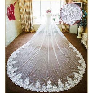 Planet Gates Wedding Accessories velos de novia Bridal Veil Long Appliques Lace Wedding Veil veu de noiva curto
