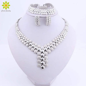 Planet Gates Wedding African Beads Jewelry Set Women African Costume Jewelry Set Dubai Silver Plated Necklace Sets