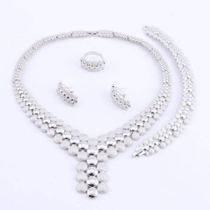 Planet Gates Wedding African Beads Jewelry Set Women African Costume Jewelry Set Dubai Silver Plated Necklace Sets