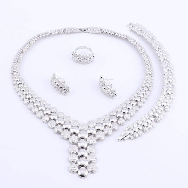 Planet Gates Wedding African Beads Jewelry Set Women African Costume Jewelry Set Dubai Silver Plated Necklace Sets