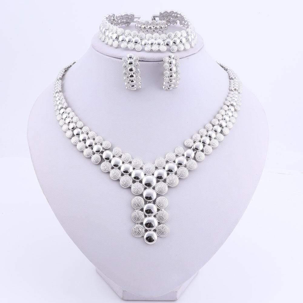 Planet Gates Wedding African Beads Jewelry Set Women African Costume Jewelry Set Dubai Silver Plated Necklace Sets