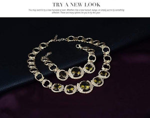 Planet Gates Wedding Bridal Accessories Gold Color Crystal Green Red Zircon Pendant necklace earrings Ring women Wedding bridal jewelry sets