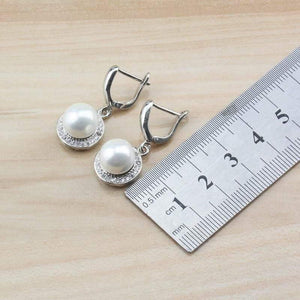 Planet Gates Wedding Bridal Costume 925 Silver Jewelry Sets With Natural Freshwater Pearl White Stone CZ For Women Sets