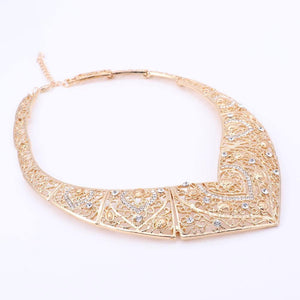 Planet Gates Wedding Bridal Costume Jewelry Sets Dubai Indian Gold Color Heart Shaped Necklace Earrings Ring Sets For Women