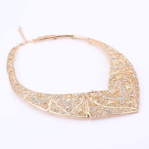 Planet Gates Wedding Bridal Costume Jewelry Sets Dubai Indian Gold Color Heart Shaped Necklace Earrings Ring Sets For Women