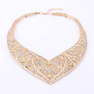 Planet Gates Wedding Bridal Costume Jewelry Sets Dubai Indian Gold Color Heart Shaped Necklace Earrings Ring Sets For Women