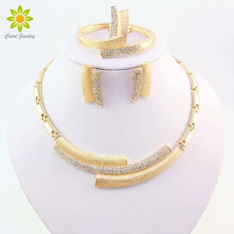 Planet Gates Wedding Bridal Crystal Rhinestone Jewelry Sets African Beads Dubai Gold Color Statement Jewellery Costume