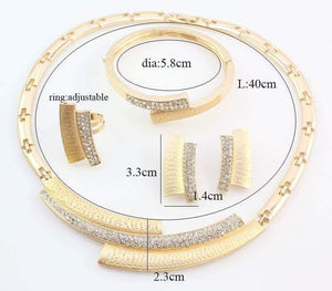 Planet Gates Wedding Bridal Crystal Rhinestone Jewelry Sets African Beads Dubai Gold Color Statement Jewellery Costume