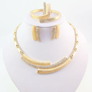 Planet Gates Wedding Bridal Crystal Rhinestone Jewelry Sets African Beads Dubai Gold Color Statement Jewellery Costume