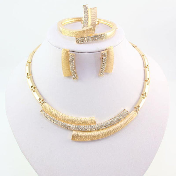 Planet Gates Wedding Bridal Crystal Rhinestone Jewelry Sets African Beads Dubai Gold Color Statement Jewellery Costume