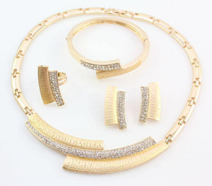 Planet Gates Wedding Bridal Crystal Rhinestone Jewelry Sets African Beads Dubai Gold Color Statement Jewellery Costume