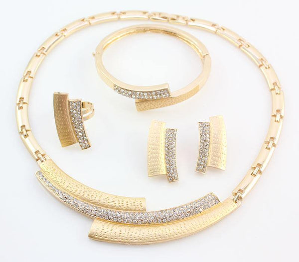 Planet Gates Wedding Bridal Crystal Rhinestone Jewelry Sets African Beads Dubai Gold Color Statement Jewellery Costume