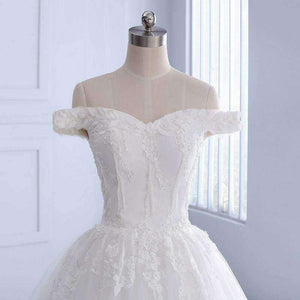 Planet Gates Wedding Dress off shoulder appliques Wedding party gown lace-up Vestidos de noiva Bride dresses long marriage