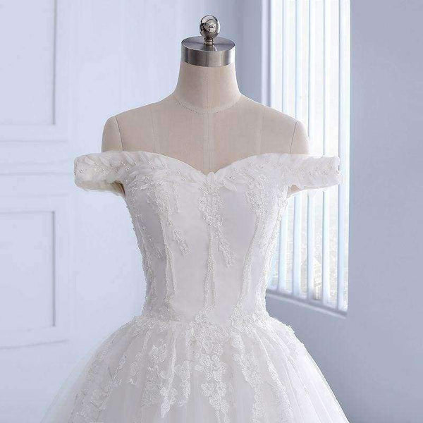 Planet Gates Wedding Dress off shoulder appliques Wedding party gown lace-up Vestidos de noiva Bride dresses long marriage