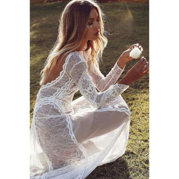 Planet Gates Wedding Dresses Boho 2018 Exquisite Lace Backless Chic Wedding Dress Bridal Gowns Robe De Mariage 2018