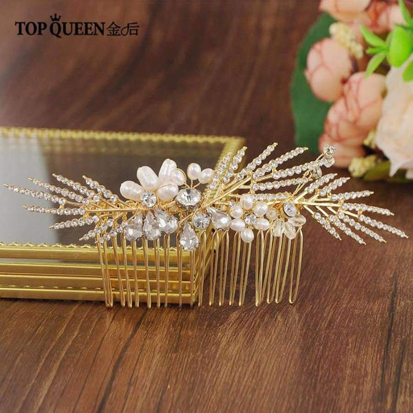 Planet Gates Wedding Elegant Accessories Bridal Hair Comb with Crystal and Pearl Bridal Gold Accessories Fast Shipping