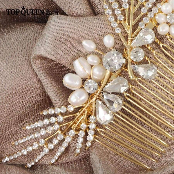 Planet Gates Wedding Elegant Accessories Bridal Hair Comb with Crystal and Pearl Bridal Gold Accessories Fast Shipping