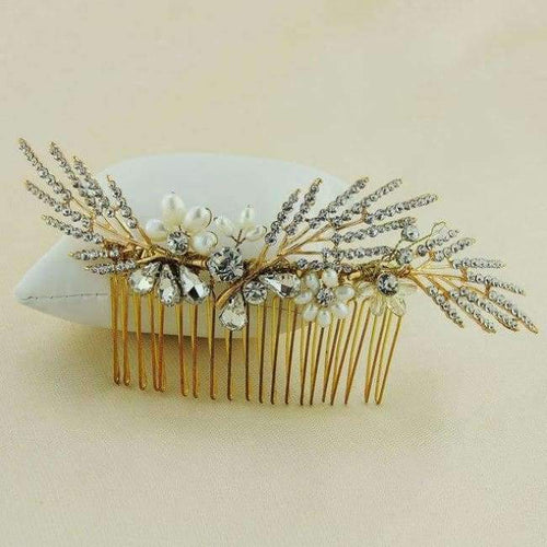 Planet Gates Wedding Elegant Accessories Bridal Hair Comb with Crystal and Pearl Bridal Gold Accessories Fast Shipping