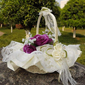 Planet Gates Wedding Flower Basket Wedding Blower Basket Ceremony Festive Party Love Case Satin Flower Girl Basket for Wedding Party Supplies