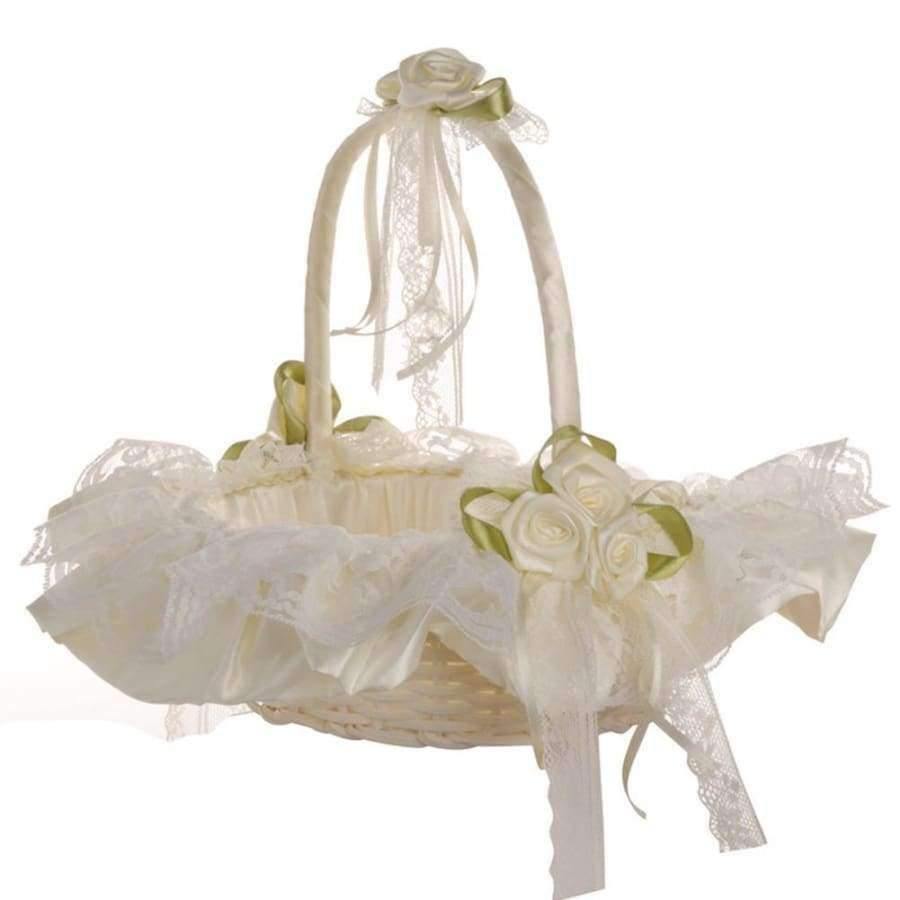 Planet Gates Wedding Flower Basket Wedding Blower Basket Ceremony Festive Party Love Case Satin Flower Girl Basket for Wedding Party Supplies