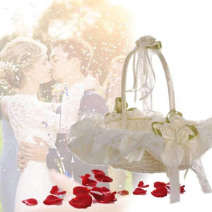 Planet Gates Wedding Flower Basket Wedding Blower Basket Ceremony Festive Party Love Case Satin Flower Girl Basket for Wedding Party Supplies
