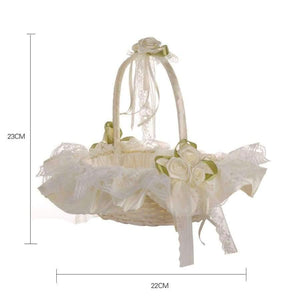 Planet Gates Wedding Flower Basket Wedding Blower Basket Ceremony Festive Party Love Case Satin Flower Girl Basket for Wedding Party Supplies