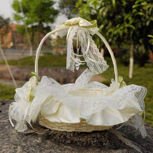 Planet Gates Wedding Flower Basket Wedding Blower Basket Ceremony Festive Party Love Case Satin Flower Girl Basket for Wedding Party Supplies