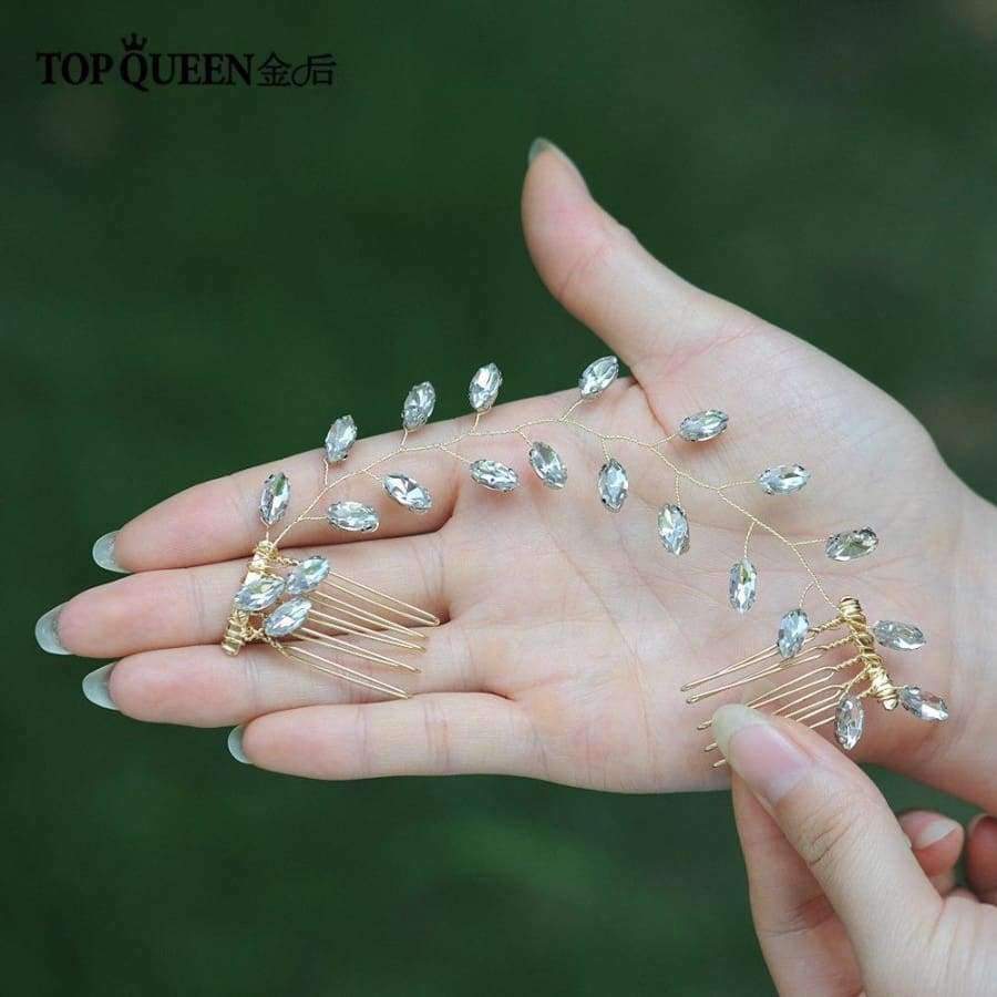 Planet Gates Wedding Headband Accessories Hair Vines Golden Bridal Clips Hair Comb with Crystal Headdress Bridal Headwear