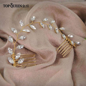 Planet Gates Wedding Headband Accessories Hair Vines Golden Bridal Clips Hair Comb with Crystal Headdress Bridal Headwear