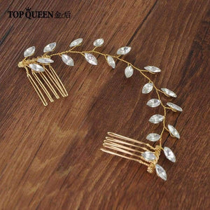 Planet Gates Wedding Headband Accessories Hair Vines Golden Bridal Clips Hair Comb with Crystal Headdress Bridal Headwear