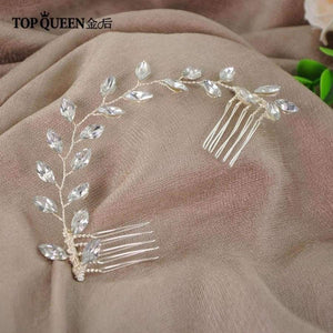 Planet Gates Wedding headband Elegant Hair Accessories Bridal Clips Double Hair Comb with Crystal Beaded Fast Shipping