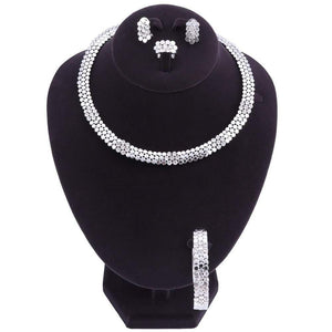 Planet Gates Wedding Jewelry Set Crystal 4Pcs Sets Necklace Bracelet Ring And Earrings For Women Party Accessories