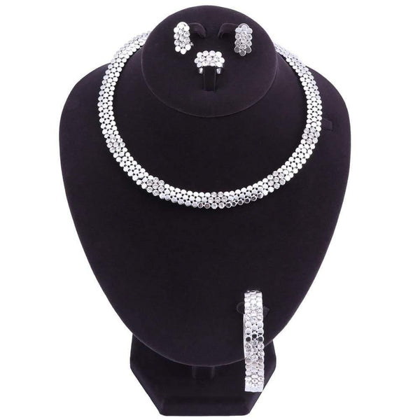 Planet Gates Wedding Jewelry Set Crystal 4Pcs Sets Necklace Bracelet Ring And Earrings For Women Party Accessories
