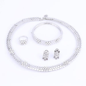 Planet Gates Wedding Jewelry Set Crystal 4Pcs Sets Necklace Bracelet Ring And Earrings For Women Party Accessories